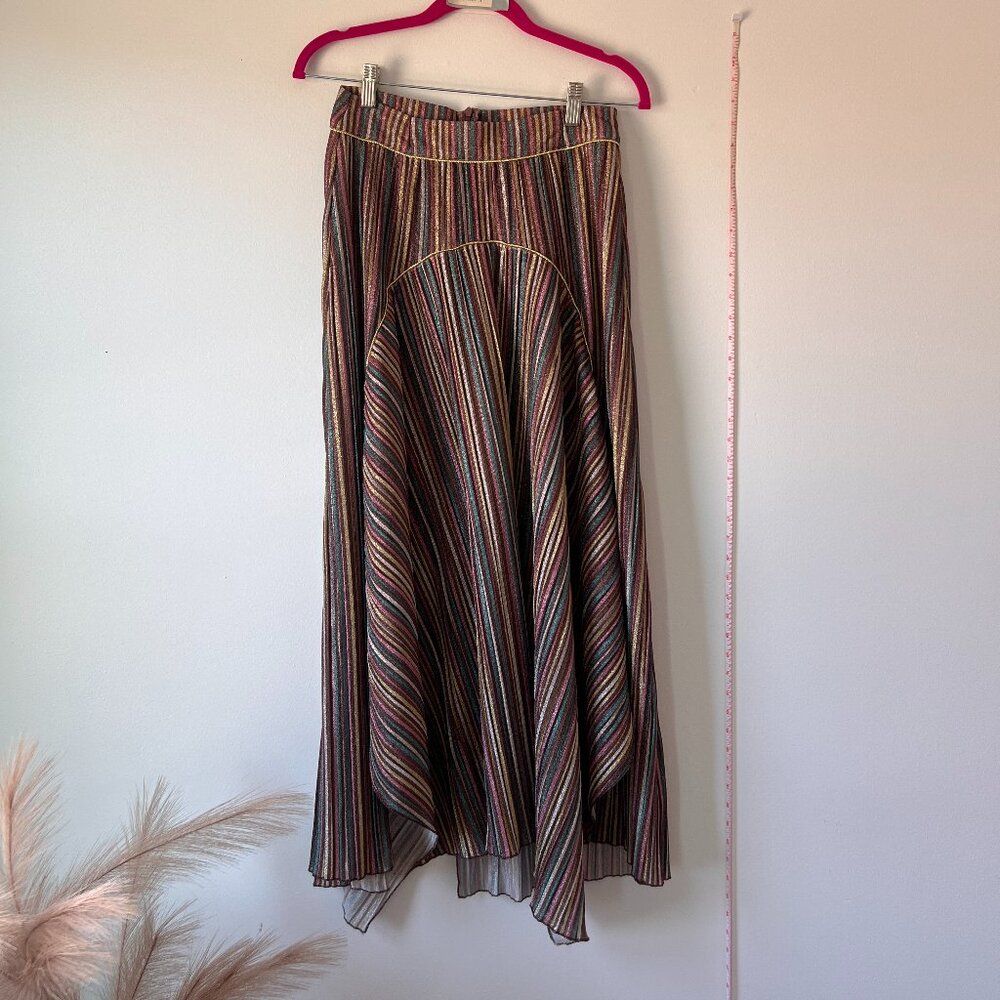 Rinku Metallic Multicolor Pleated Skirt | Size M | NEVER WORN